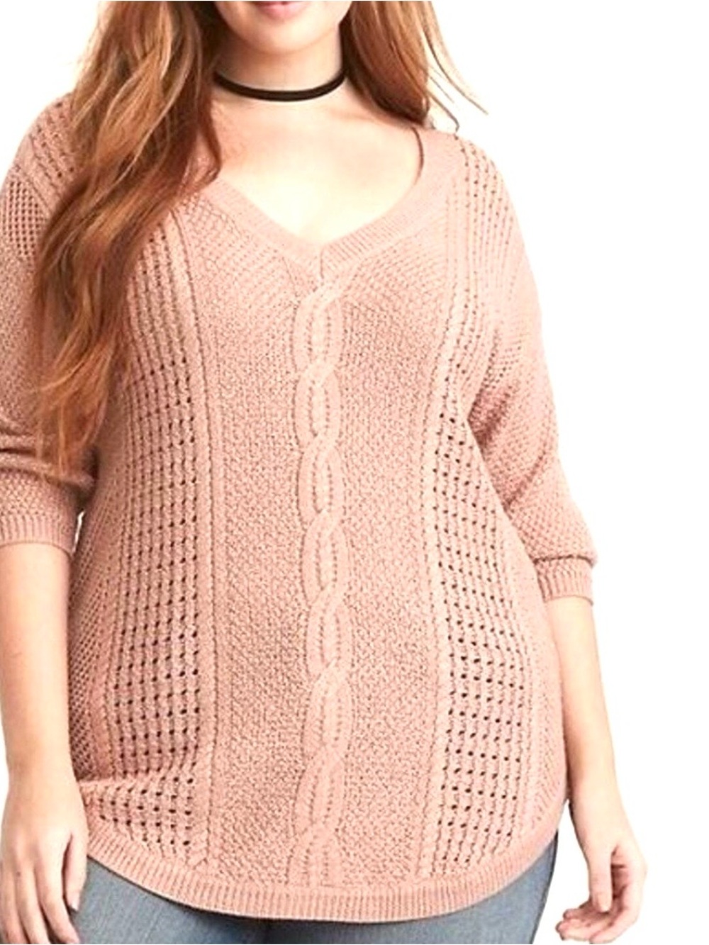 🆕🩷TORRID Lurex V-Neck Cable Pink Sweater🩷